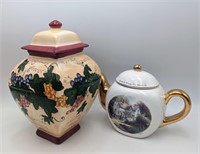 Thomas Kincade Teapot & Vtg. Norris Jar