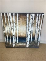 New large modern art on canvas Birch trees