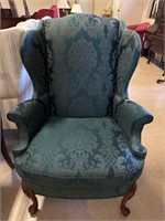 Damask Wingback chair by Statesville Chair Comp.