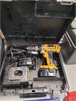 DeWalt 14.4 drill with two batteries and charger