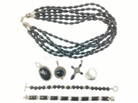 Sterling & Onyx Pendants, Necklace & Bracelets