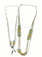 (2) Sterling Silver & Turquoise Necklaces