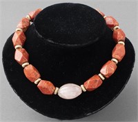 Coral & Rose Quartz Beaded Necklace