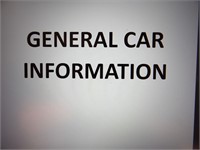 GENERAL INFORMATION ABOUT THE CARS
