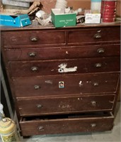 Sturdy vintage chest of drawers plus contents