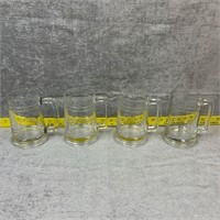 Set of 4 Clear Glass Beer Stein Mugs