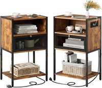 Nightstands Set of 2, w/Charging Station