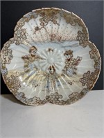 Stunning Vintage 9" Cloverleaf Asian Pottery Bowl