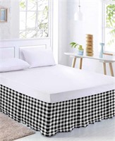 $36-LUXURY CHECKERED BED SKIRT QUEEN-KING 14IN