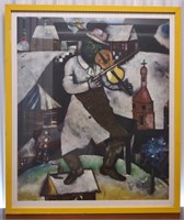 The Fiddler, Chagall, Art Print Framed under Glass
