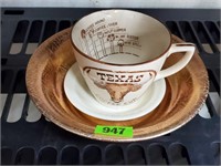 Bedfordware plate, Texas mug, bowl