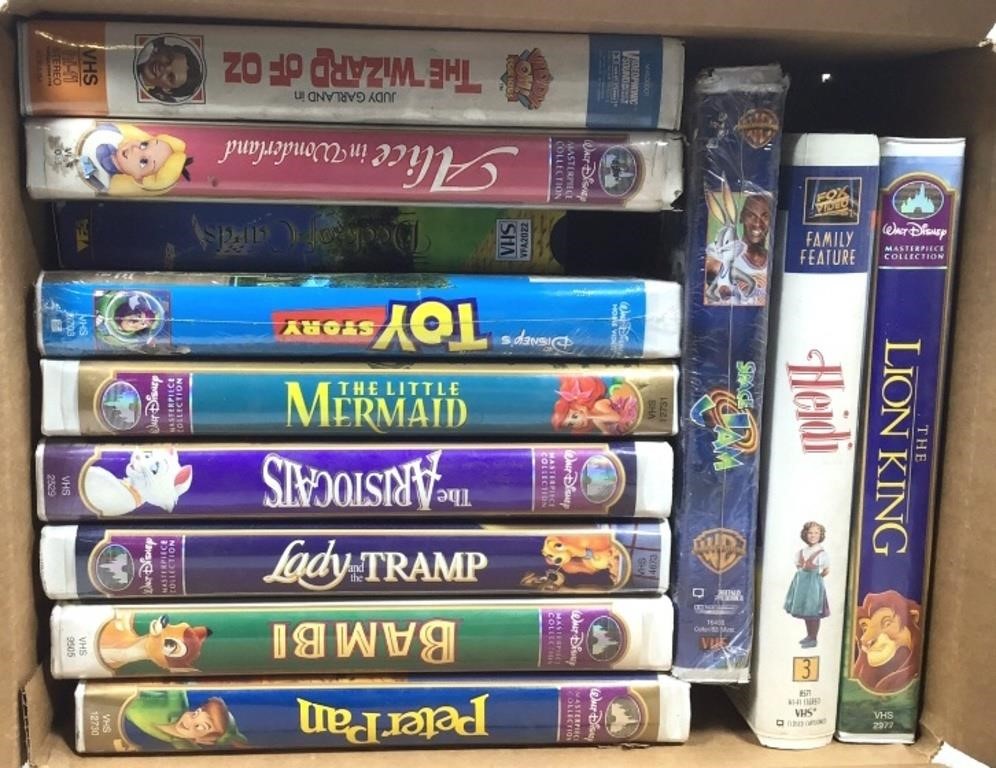 Box of 12 VHS Tapes