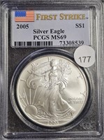 2005 Am. Silver Eagle Dollar- 1st Strike PCGS MS69
