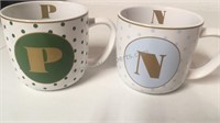 Stoneware P and N Monogram mugs