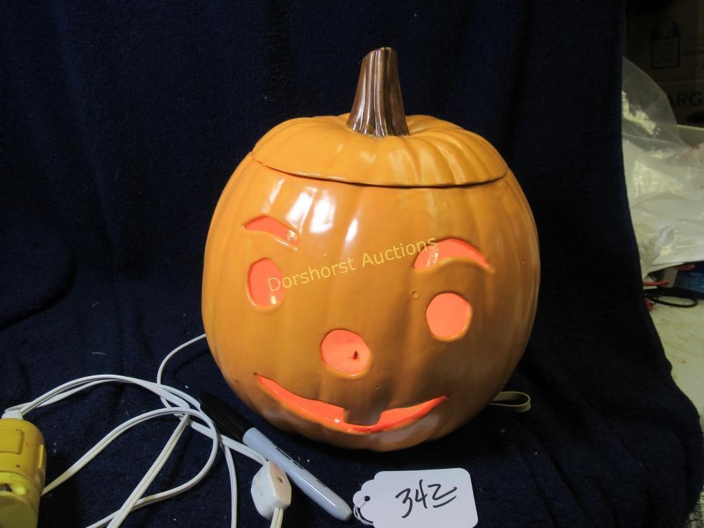 ELECTRIC LITE-UP CERAMIC PUMPKIN - 10"H