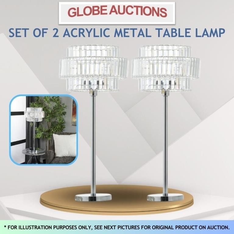 SET OF 2 ACRYLIC METAL TABLE LAMP