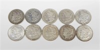 10 MORGAN DOLLARS - 1882 to 1904