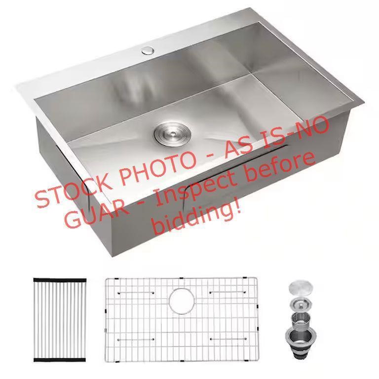 Lordear 33in Stainless Steel Sink, Single Bowl