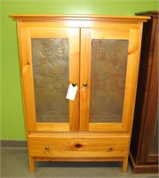 Custom pine 2-door, 1-drawer, pie cabinet, New!
