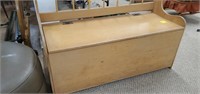 Wood bench with storage