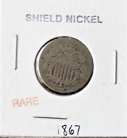 1867 Shield Nickel - VG