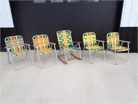 Set of Five Multicolored Lawn Chairs