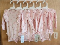 6 Cat and Jack Baby Girls Onesies 12M All New