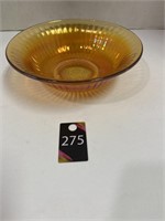 9" Iridescent Marigold Carnival Glass Bowl