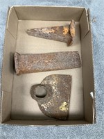 Antique Spltting Wedges and Hoe Head