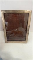 Antiques Sterling silver photo frame with a wood