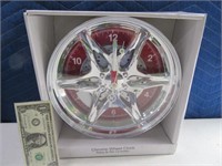 New Chrome Sheel Red/Silver Wall Clock 10"