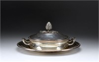FRENCH 19th C SILVER SOUFFLE DISH