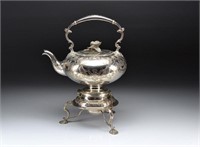 19th C DUTCH SILVER KETTLE ON STAND