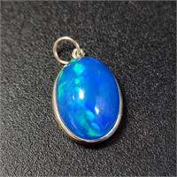 Certfied10K  Blue Opal Enhanced(3.5ct) Pendant