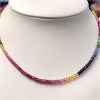 CertfiedSilver Ruby Emerald And Sapphire 16" Neck