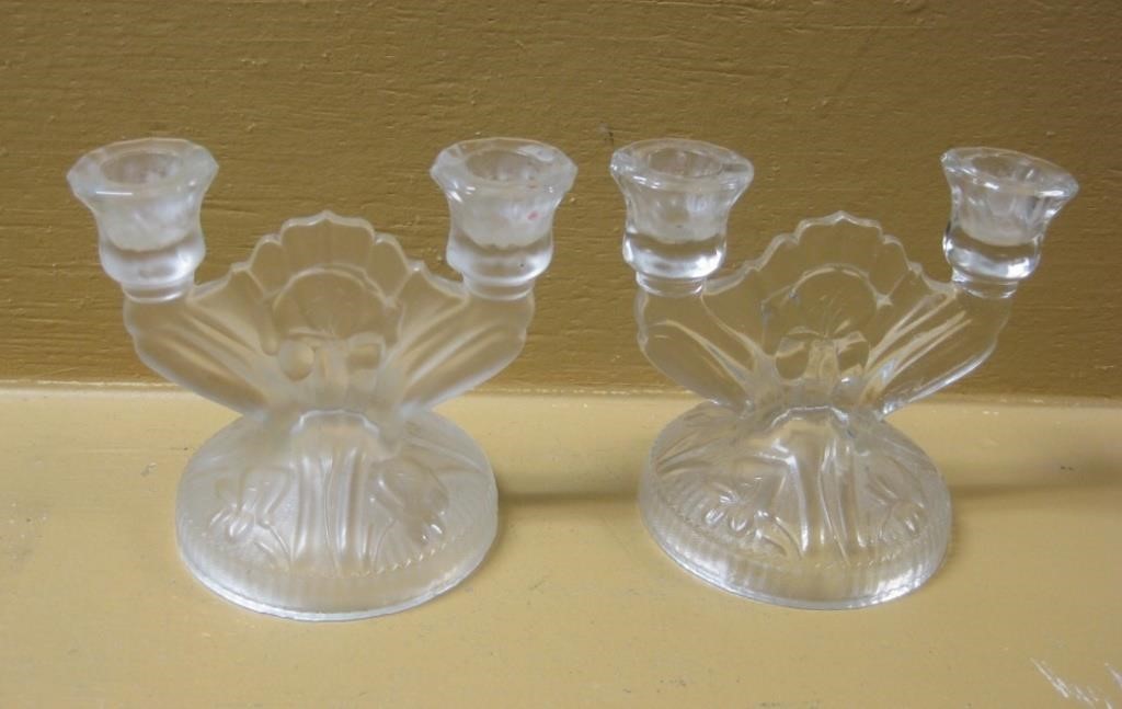 Vintage Iris & Herringbone Double Candle Holder