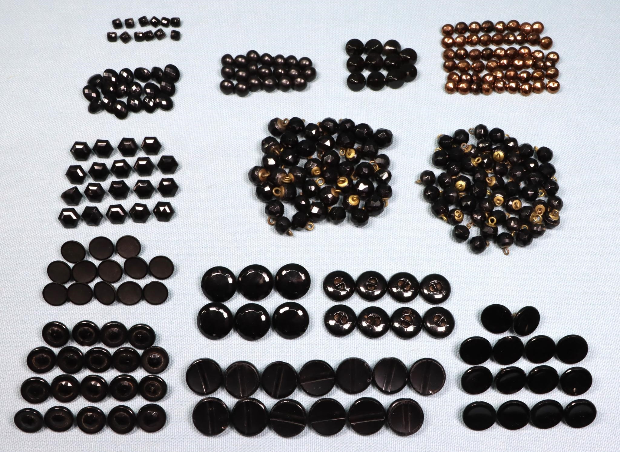 (14) Victorian Jet Black Glass Button Sets