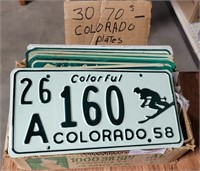 APPROX. 30 ASSORTED YEAR COLORADO LICENSE PLATES