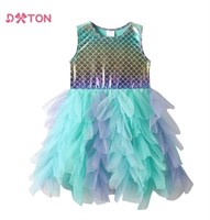 DXTON Kids Mermaid Print Dress Girls Summer