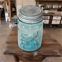 Antique #8 Blue Ball Perfect Mason Jar & Lid