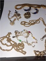 Lot of Goldtone Necklaces, Ring and More