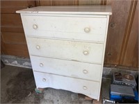 Wood 4 Drawer Chest/Painted White