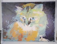 Large Abstract Cat Canvas Art Print