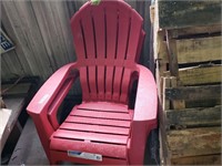 2 red outdoor chairs