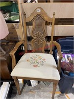 Vintage wood and needle point like Fabric Chair