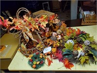 Fall garland, wreaths, candle rings, decorations