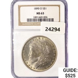 1890-O Morgan Silver Dollar NGC MS63