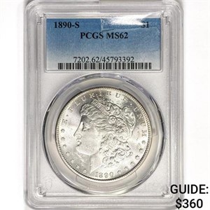 1890-S Morgan Silver Dollar PCGS MS62