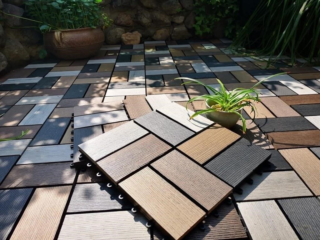 WPC Patio Deck Tiles, DIY Interlocking