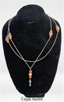 Sterling Silver & Coral Middle Eastern Necklace